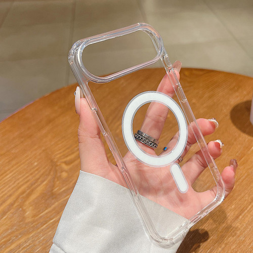 iPhone 17 Air Large Hole Camera MagSafe Magnetic Clear Acrylic TPU Case - Transparent