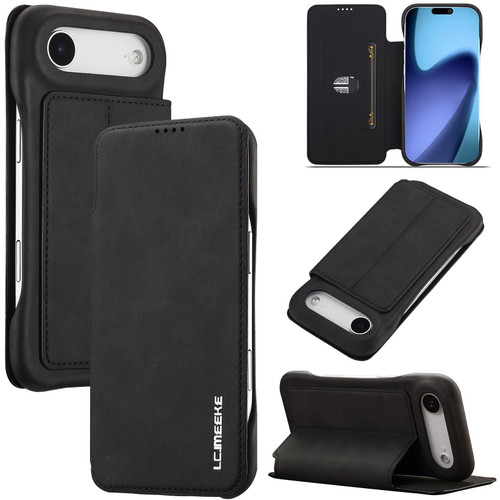 iPhone 17 Air LC.IMEEKE Hon Ancient Series Flip Leather Phone Case - Black