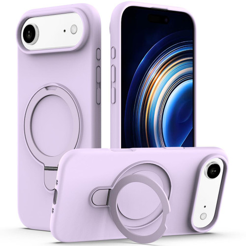 iPhone 17 Air Liquid Silicone MagSafe Magnetic Phone Case with Ring Holder - Lilac Purple