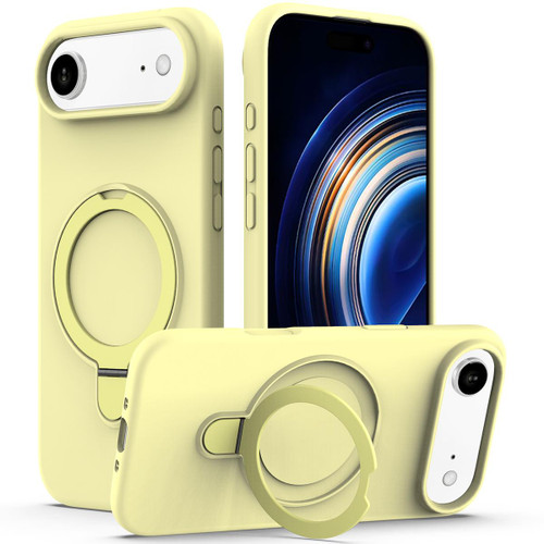 iPhone 17 Air Liquid Silicone MagSafe Magnetic Phone Case with Ring Holder - Yellow