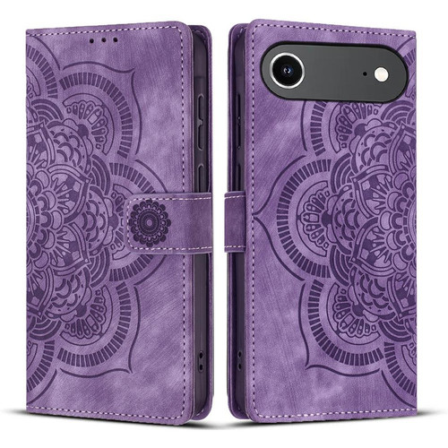 iPhone 17 Air Mandala Embossed Retro Frosted Leather Phone Case - Purple