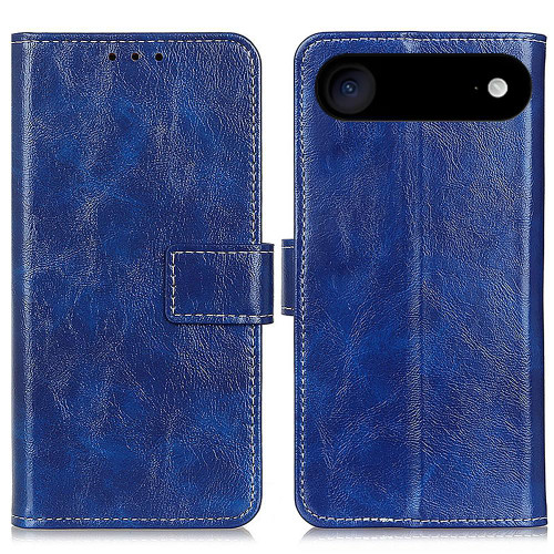 iPhone 17 Air Retro Crazy Horse Texture Horizontal Flip Leather Phone Case - Blue