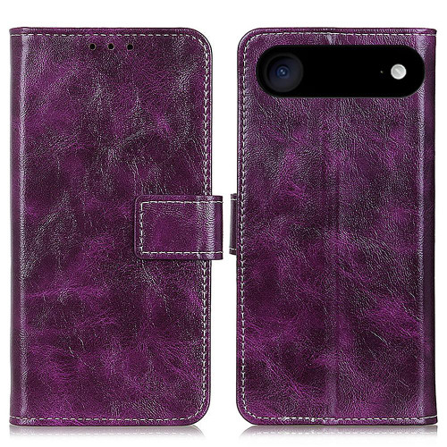 iPhone 17 Air Retro Crazy Horse Texture Horizontal Flip Leather Phone Case - Purple