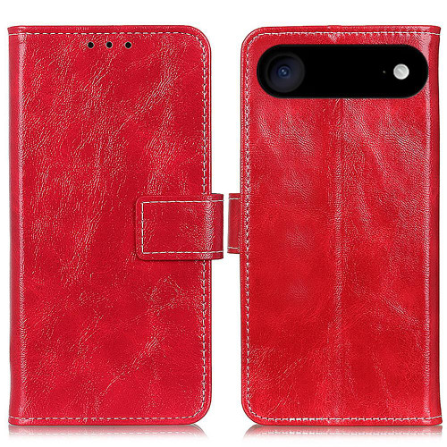 iPhone 17 Air Retro Crazy Horse Texture Horizontal Flip Leather Phone Case - Red