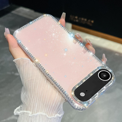 iPhone 17 Air Rhinestone Glitter TPU 4-corners Anti-fall Phone Case - Light Pink