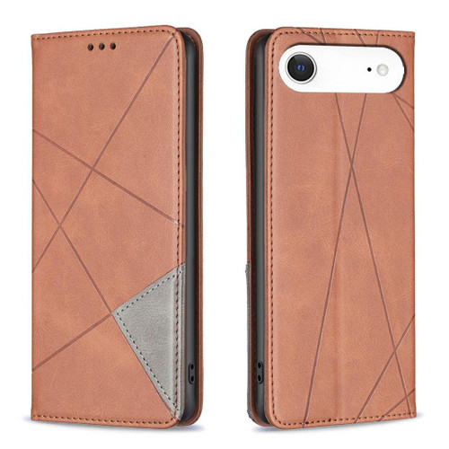 iPhone 17 Air Rhombus Texture Magnetic Leather Phone Case - Brown