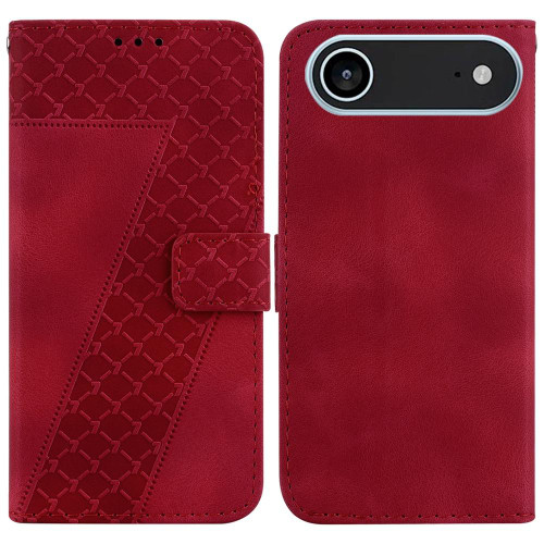 iPhone 17 Air Seven-shaped Embossed Leather Phone Case - Red