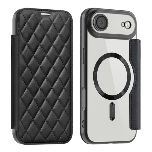 iPhone 17 Air Shield Magsafe RFID Anti-theft Rhombus Leather Phone Case - Black