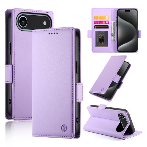 iPhone 17 Air Side Buckle Magnetic Frosted Leather Phone Case - Purple