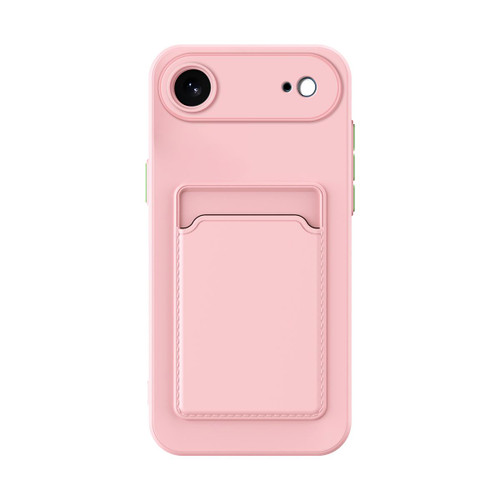 iPhone 17 Air Skin Feel Card Contrast Color Button TPU Phone Case - Pink