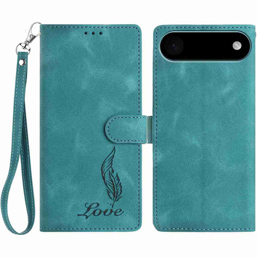 iPhone 17 Air Skin Feel Embossed Feather Leather Phone Case - Green