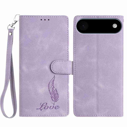 iPhone 17 Air Skin Feel Embossed Feather Leather Phone Case - Purple