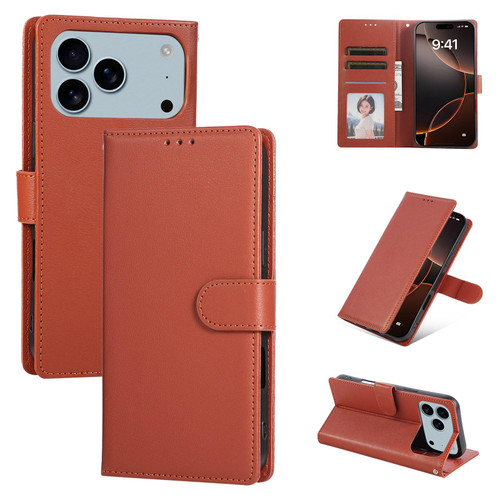 iPhone 17 Pro 3-Card Slots Multifunctional Leather Phone Case - Brown