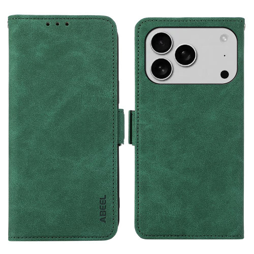 iPhone 17 Pro ABEEL Frosted Magnetic RFID Leather Phone Case - Green