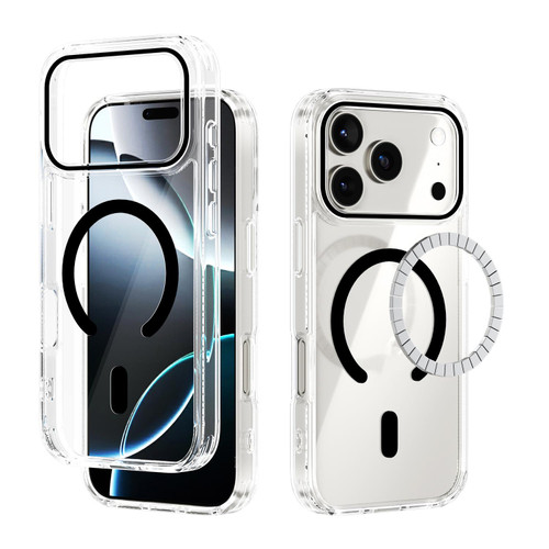 iPhone 17 Pro ABEEL MagSafe Magnetic Color Ring Anti-scratch Transparent Phone Case - Black