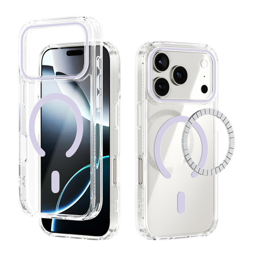 iPhone 17 Pro ABEEL MagSafe Magnetic Color Ring Anti-scratch Transparent Phone Case - Purple