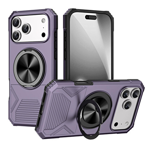 iPhone 17 Pro Alloy Rotating Holder MagSafe Shockproof Phone Case - Dark Purple