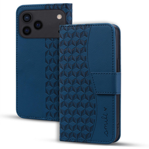 iPhone 17 Pro Business Diamond Buckle Leather Phone Case with Lanyard - Royal Blue