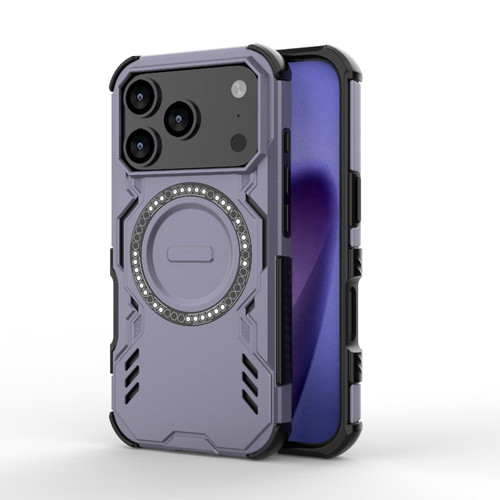 iPhone 17 Pro Butterfly Armor MagSafe Magnetic Ring Shockproof Phone Case - Purple