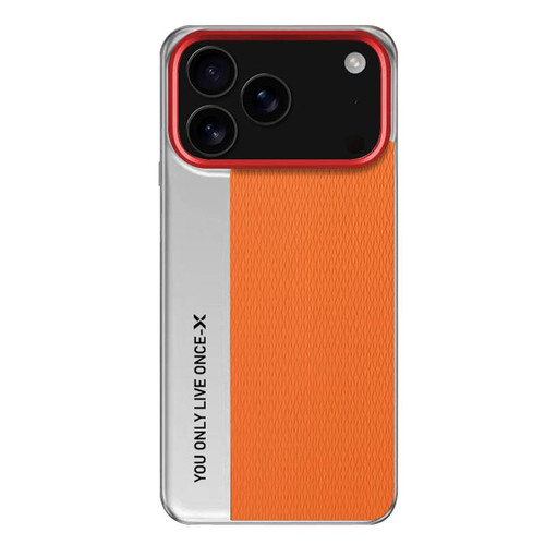 iPhone 17 Pro Camera Design Diamond Texture Leather PC Phone Case - Orange
