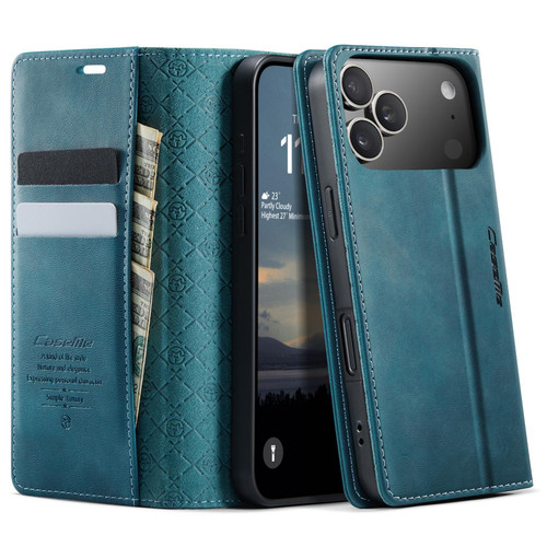 iPhone 17 Pro CaseMe 033 Calf Leather Lining Microfibre RFID Blocking Phone Case - Green