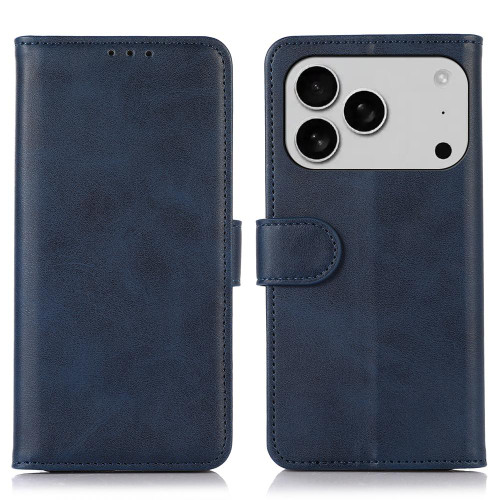 iPhone 17 Pro Cow Texture Leather Phone Case - Blue
