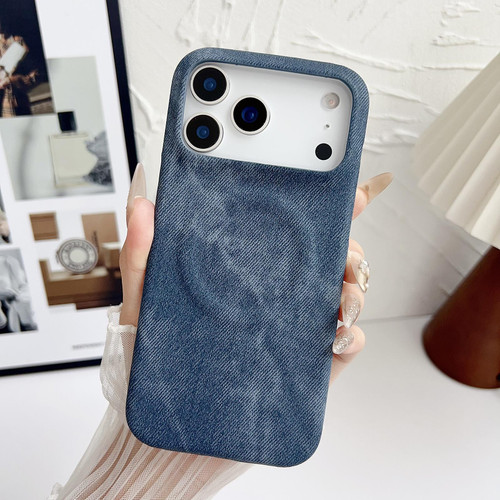iPhone 17 Pro Denim MagSafe Magnetic PC + PU Phone Case - Dark Blue