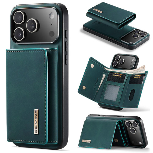 iPhone 17 Pro DG.MING M1 Series 3-Fold Multi Card Wallet Leather Phone Case - Green