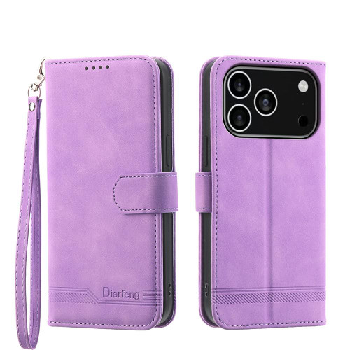 iPhone 17 Pro Dierfeng Dream Line TPU Hybrid PU Leather Phone Case - Purple