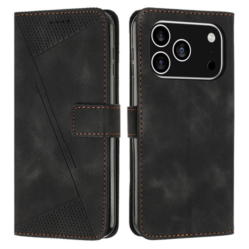 iPhone 17 Pro Dream Triangle Leather Phone Case with Lanyard - Black