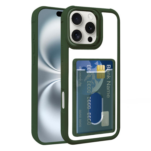 iPhone 17 Pro Electroplated Card Bag Acrylic Hybrid TPU Phone Case - Green