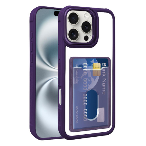 iPhone 17 Pro Electroplated Card Bag Acrylic Hybrid TPU Phone Case - Purple