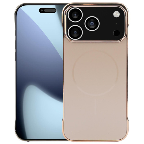 iPhone 17 Pro Electroplating Frameless Frosted Anti-Glare PC MagSafe Phone Case - Desert Gold
