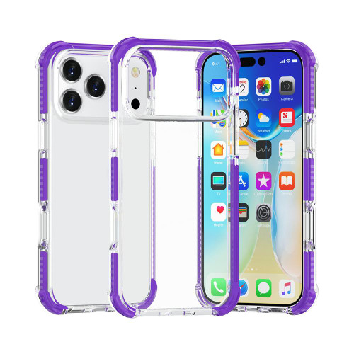 iPhone 17 Pro Four-corner Shockproof TPU Hybrid Acrylic Phone Case - Purple