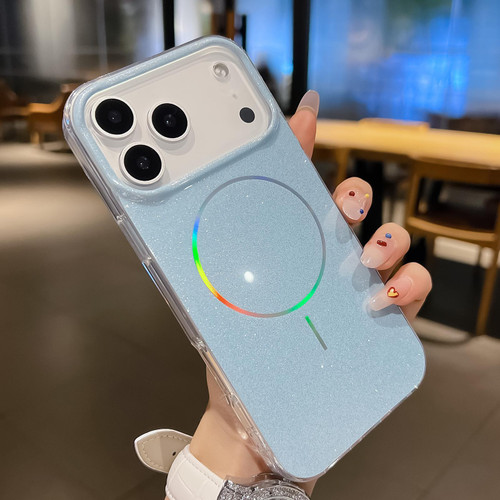 iPhone 17 Pro Glitter Powder Plating MagSafe IMD Full Coverage Phone Case - Blue