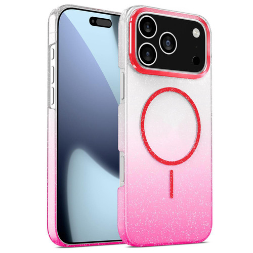 iPhone 17 Pro Gold Diamond Glitter Gradient MagSafe Shockproof Phone Case - Red