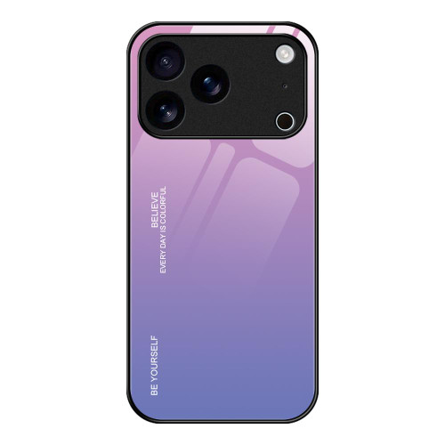 iPhone 17 Pro Gradient Color Glass Phone Case - Pink Purple
