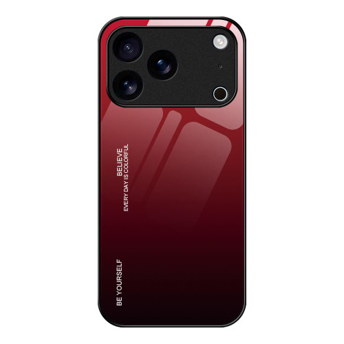 iPhone 17 Pro Gradient Color Glass Phone Case - Red Black