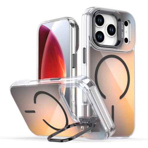 iPhone 17 Pro Gradient Discolor Lens Kickstand Magsafe Phone Case - Black