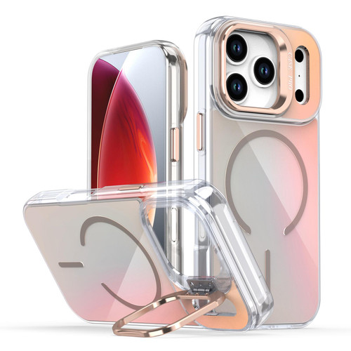 iPhone 17 Pro Gradient Discolor Lens Kickstand Magsafe Phone Case - Desert Gold