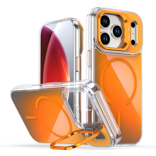 iPhone 17 Pro Gradient Discolor Lens Kickstand Magsafe Phone Case - Orange