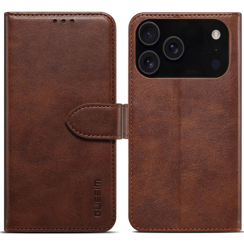 iPhone 17 Pro GUSSIM Magnetic Horizontal Flip Leather Phone Case - Dark Brown