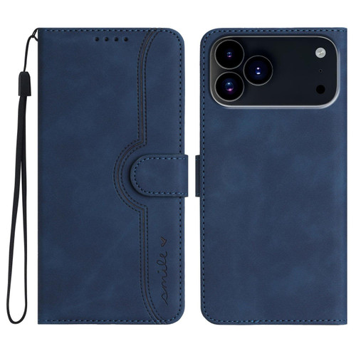 iPhone 17 Pro Heart Pattern Skin Feel Leather Phone Case - Royal Blue