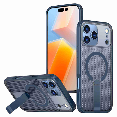 iPhone 17 Pro Honeycomb Cooling MagSafe Holder Phone Case - Blue