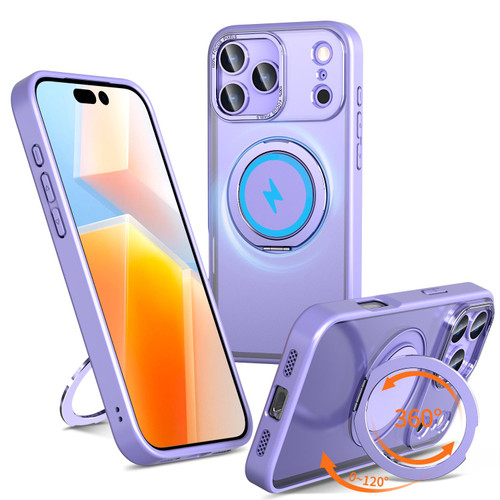 iPhone 17 Pro Kalebol 360-degree Rotating MagSafe Magnetic Holder Phone Case - Light Purple