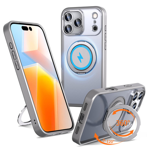 iPhone 17 Pro Kalebol 360-degree Rotating MagSafe Magnetic Holder Phone Case - Titanium Grey