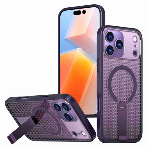 iPhone 17 Pro kalebol Honeycomb Cooling MagSafe Holder Phone Case - Purple