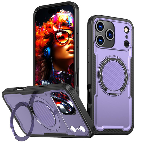 iPhone 17 Pro kalebol Metal 360 Degree Rotation Holder MagSafe Phone Case - Purple iPhone 17 Pro kalebol Metal 360 Degree Rotation Holder MagSafe Phone Case - Purple