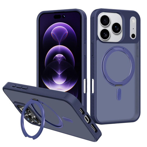 iPhone 17 Pro Kalebol Rotating Holder MagSafe PC Hybrid TPU Phone Case - Blue iPhone 17 Pro Kalebol Rotating Holder MagSafe PC Hybrid TPU Phone Case - Blue