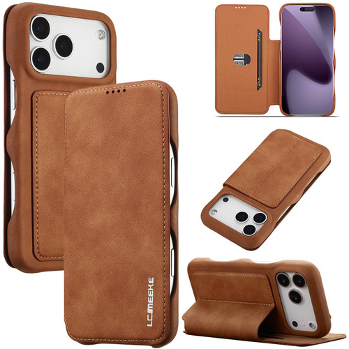 iPhone 17 Pro LC.IMEEKE Hon Ancient Series Flip Leather Phone Case - Brown